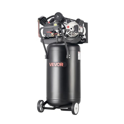 VEVOR 25-Gallon Air Compressor, 2HP 5.5 SCFM at 90PSI, Max 200PSI Pressure Oil-Lubricated Air Compressor Tank, Portable on Wheels for Auto Repair, Tire Inflation, Spray Painting, Woodwork Nailing 120V - size: 25 Gallon 200 PSI