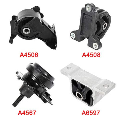 SCITOO Engine Mount Trans Mounts Set A6597 A4503 A4508 A4506 fit for Acura RSX 2002-2006 for Honda Civic Si 2002-2005 2.0L