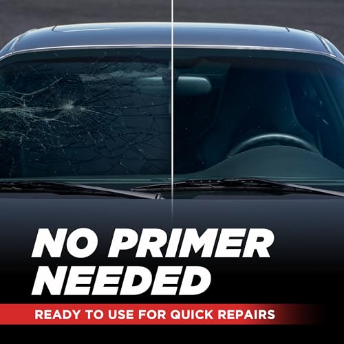 [2 Pack] Polyurethane Windshield Adhesive - Quick Curing & Weather Resistant Auto Glass Adhesive, Vertical & Overhead Application, Windshield Repair Kit with Gloves, Applicator Tip & Cartridge - 310ml