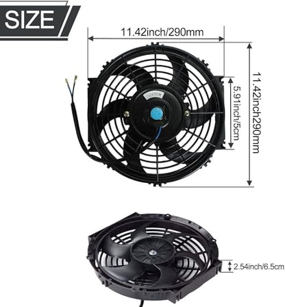 10 Inch Universal Slim Fan Push Pull Electric Radiator Cooling Fan - size: 10inch 80W