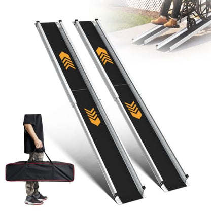 gardhom 7FT Telescoping Portable Wheelchair Ramp with Carrying Case - size: 7FT(can be used as 4FT or 7FT)