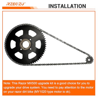 MX650 Dirtbike Chain and Sprocket Upgrade Kit Replacement for Razor - color: Black