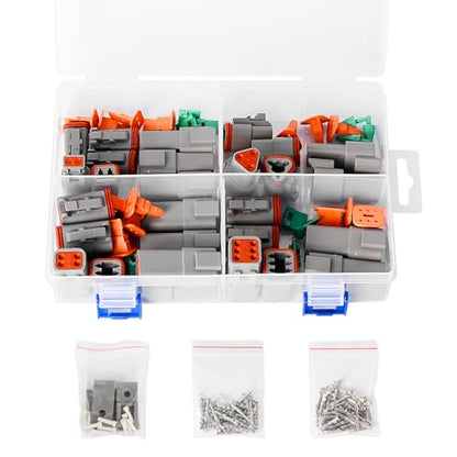 Exqutoo 150Pcs DT Deutsch Connector Kit, 2 3 4 6 Pin Connector Assortment - size: 150Pcs