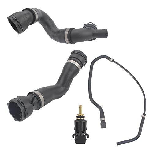 AUTOKAY Kit of 4pcs Low + Upper Radiator Coolant Hose Vent Line Hose Sensor Fits for BMW 325i 328i 330i Re#17127531581