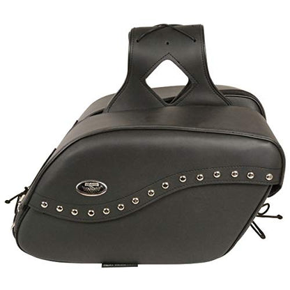 Motorcycle Genuine Leather Waterproof Saddlebag Luggage with Gun Holster inside Brown & Blk Stud/Non Stud (Black Cruiser Style Non Leather, Studed Non Leather) - color: Black Cruiser Style Non Leather, style: Studed Non Leather