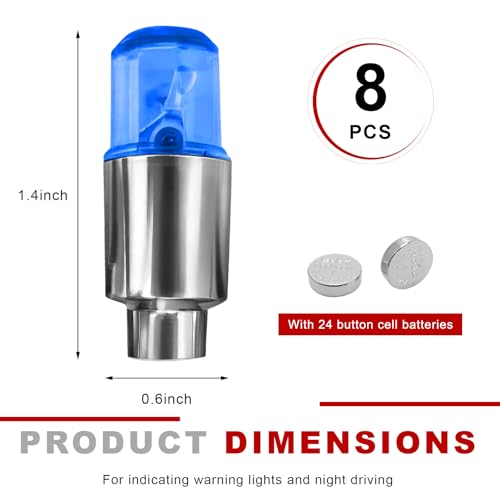 8 PCS LED Tire Valve Lights, Waterproof Car Neon Spoke Light Tire Valve Flash Lamp with Motion Sensor, Universal LED Wheel Stem Flashing Lamps for Cars Trucks Motorcycles (Blue) - color: Blue