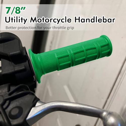 2PCS Motorcycle Handlebar Grips, 7/8 & 1 Inch Non-Slip Grips (Green) - color: Green