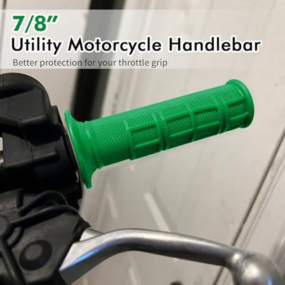 2PCS Motorcycle Handlebar Grips, 7/8 & 1 Inch Non-Slip Grips (Green) - color: Green
