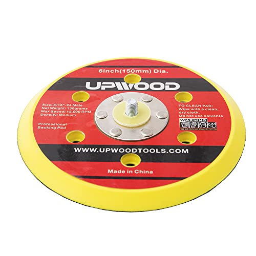 2 pcs 6 in 6 Holes Hook and Loop Backing Pad for Air Sander Polisher, 5/16"-24 Thread Max 13000RPM DA Sanding Pad - color: Hook and Loop, size: 6 inch 5/16"-24 Thread with 6 holes