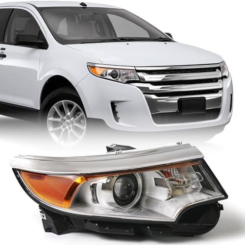 FIONE Headlight Assembly for Ford Edge 2011 2012 2013 2014 Right Passenger Side Halogen Replacement Projector Headlamp SE SEL Limited RH BT4Z13008A - color: Right/Passenger