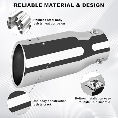 Mupera 1.5"-2.5" Exhaust Tip Adjustable, 4" Outlet, 9" Long - size: 1.5-2.5" Inlet 4" Outlet 9" Length Silver