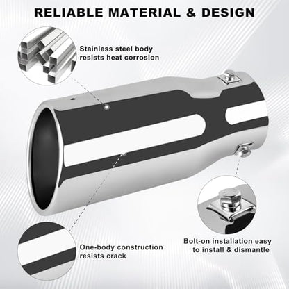 Mupera 1.5"-2.5" Exhaust Tip Adjustable, 4" Outlet, 9" Long - size: 1.5-2.5" Inlet 4" Outlet 9" Length Silver