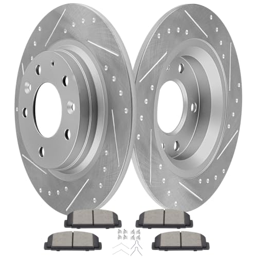 SCITOO Brake Kits Rear Slotted Brakes Rotors Ceramic Brake Pad:31325;D482 - size: Rear 31325 + D482 [2+4PCS]