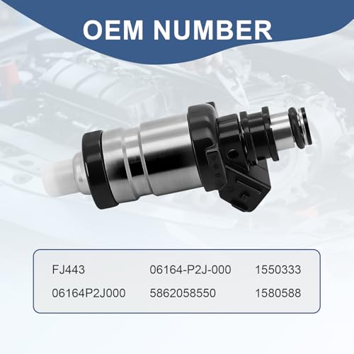 Fuel Injector 06164P2J000 Compatible with Honda Accord 2.3L 98-02; Civic 1.6L 96-00; CR-V 2.0L 1998; Odyssey 2.3L 1998 & Acura Integra 1.8L 96-01; RL 3.5L TL 3.2L 96-98 & More (Set of 4)