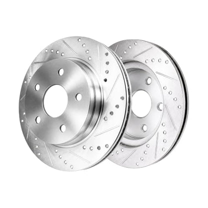 HUSCH Ceramic Brake Pads and Drilled and Slotted Brake Rotors Fit for Dodge - size: Drilled&Slotted-53005+D1084