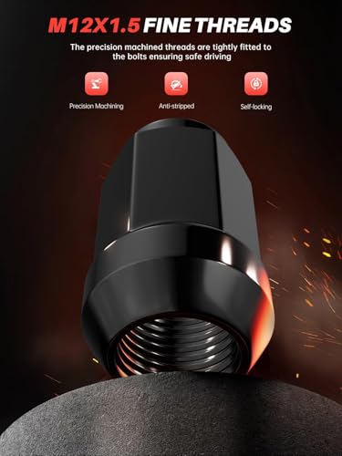 Sposuit 20 Pcs M12x1.5 Black Lug Nuts, 19mm Hex - Replacement for Chevrolet - color: Black, size: M12x1.5, style: 20 Pcs HexDrive