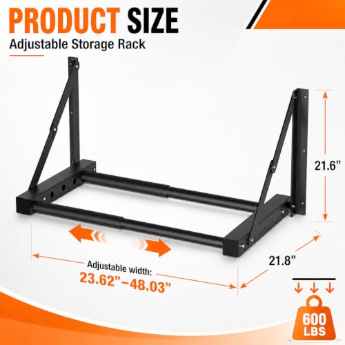 TRUSOON Wall-Mounted Folding Tire Rack, 600lb Capacity, 24-48 in Wide