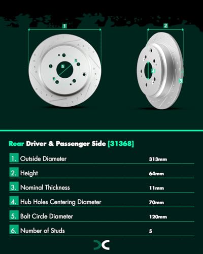 SCITOO Front 11.65" Rear 12.32" Brake Pads and Rotors Kits Brakes Kit - size: 31369+D1521 & 31368+D1088 [4+8PCS]