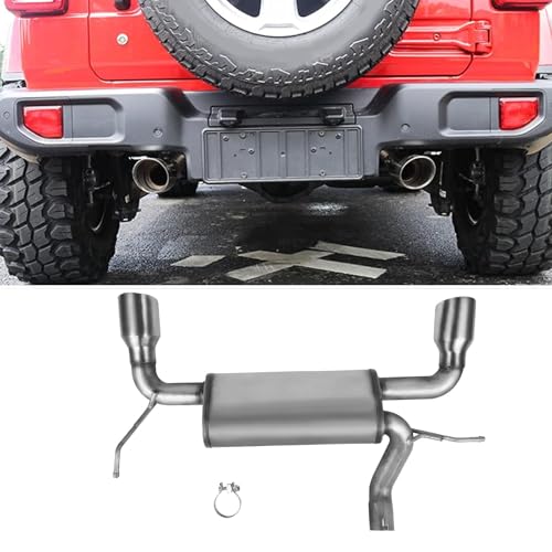 Exhaust Muffler Kit for Wrangler JK 2007-2017, Dual Walled Tip Catback Exhaust System Kit, Unlimited 3.6L V6 2-Door & 4-Door