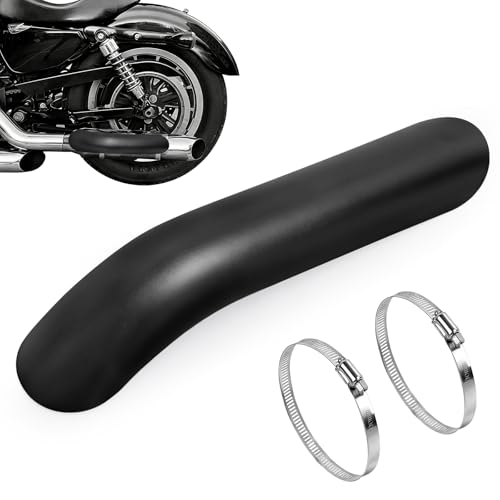 Universal Motorcycle Exhaust Heat Shield, Bent Metal Shield Exhaust Guard with 90-110mm Clamps (Black) - color: black