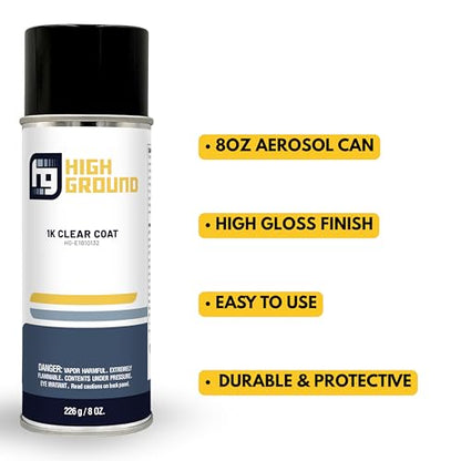 HIGH GROUND 1K Clear Coat Automotive Aerosol Can 8 oz