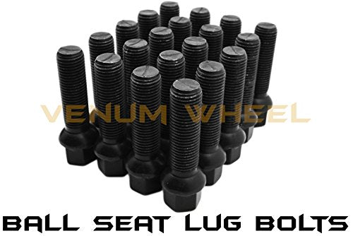 Complete Kit of 30mm Raw Aluminum Hub Centric (57.1) Wheel Spacer 5x100 & 5x112 Bolt Pattern + 20 Pc 14x1.5 Black Ball Seat Lug Bolts