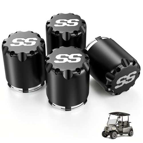 DRIVE UP Golf Cart SS Center Caps, Golf Cart ITP SS Wheel Center Hub Cap for Club Car EZGO Yamaha Models Wheel, 4 Packs - color: Black