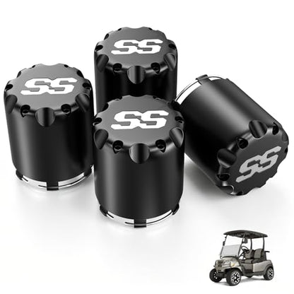 DRIVE UP Golf Cart SS Center Caps, Golf Cart ITP SS Wheel Center Hub Cap for Club Car EZGO Yamaha Models Wheel, 4 Packs - color: Black