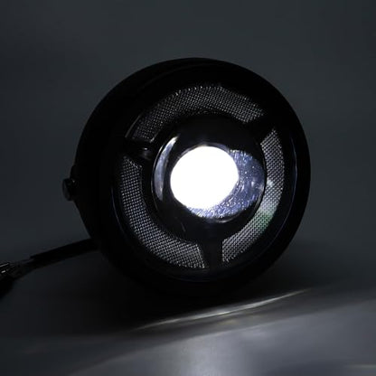 Motorcycle Headlight 5.75 inch Round LED with Mounting Brackets Assembly, Front Headlamp with DRL High/Low Beam for Cafe Racer E-bike Bobber Chopper (style B) - style: style B