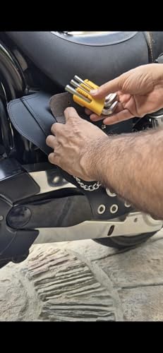 Top Cow Grain Leather, Motorcycle Engine Heat Shield, Universal Fit Saddle Guard with Tool Storage, Black, Gen 3