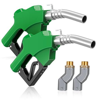 2pack Automatic Fuel Nozzle 1'' with 360° Swivel & Hook Diesel Pump Handle - color: 2pack Green, size: 1'' NPT with Swivel