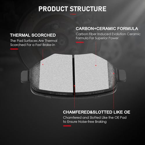 cciyu D1258 D1377 Ceramic Front Rear Disc Brake Pad Set - size: Front[D1258] + Rear[D1377]