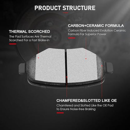 cciyu D1258 D1377 Ceramic Front Rear Disc Brake Pad Set - size: Front[D1258] + Rear[D1377]