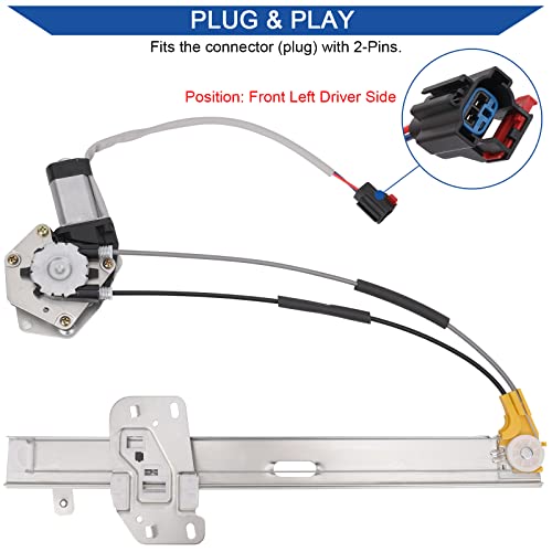 Obaee Window Regulator with Motor Front Left Driver Side, Replace 741-768 - size: Front Left Driver Side