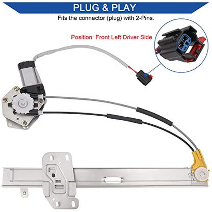 Obaee Window Regulator with Motor Front Left Driver Side, Replace 741-768 - size: Front Left Driver Side