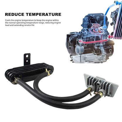 Motorcycle Oil Cooler,GY6 4 Row Oil Cooling Radiator Engine Kit with Oil Pipe Edge Cover for Dirt Pit Bike 125cc Motocross Engine Cooling