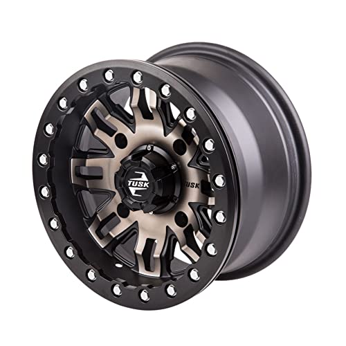4/137 Tusk Teton Beadlock Wheel 14x7 5.0 + 2.0 Smoke/Black For Can-Am Maverick X3 DS Turbo 64 Inch 2021-2025