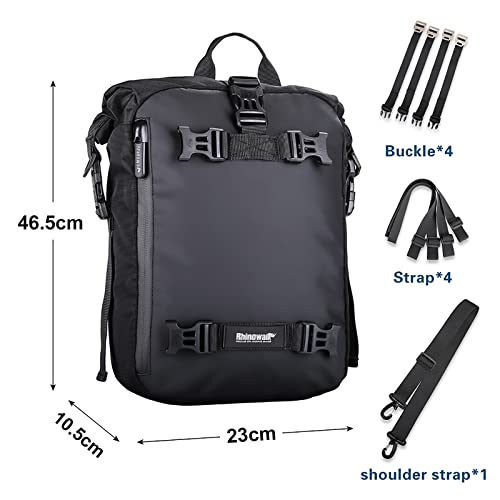 Rhinowalk Motor Saddle Bag Motorcycle Pannier Bag Waterproof Multifunctional Rear Rack Trunk Seat Bag (Black, 10L) - size: 10L