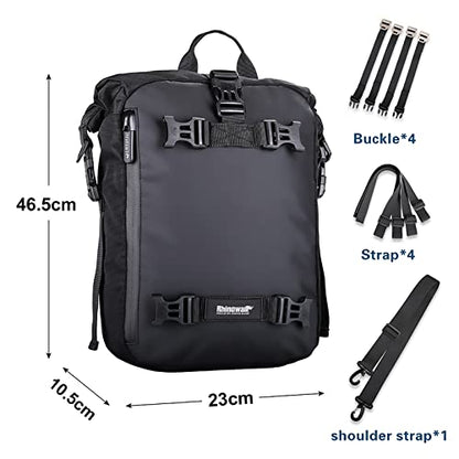 Rhinowalk Motor Saddle Bag Motorcycle Pannier Bag Waterproof Multifunctional Rear Rack Trunk Seat Bag (Black, 10L) - size: 10L