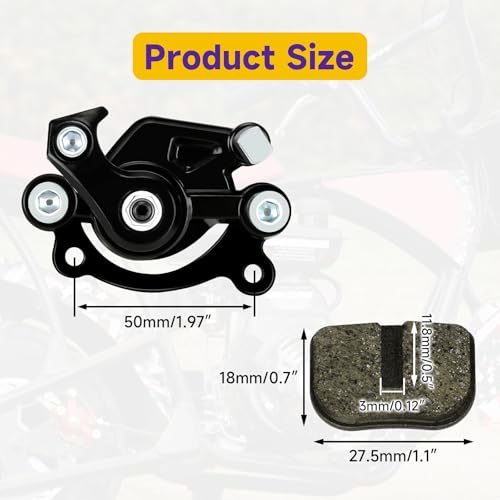 HIAORS Mini Bike Rear Disc Brake Caliper for Coleman CT100U CC100X B100 RB100 Baja DB30 Motovox MBX10 MBX11 GMB100 79cc 97cc 99cc 105cc 2.5hp 2.8hp Mega Moto MM-B80 MM-B105 Parts Brake Pads Black - color: Black
