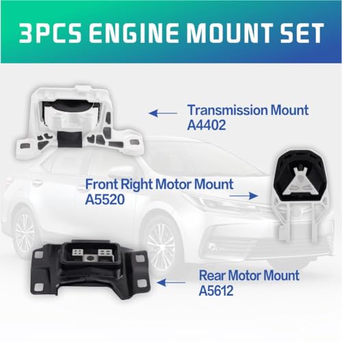 Engine Motor and Transmission Mount Kit Compatible with 2012-2018 Focus - size: 2012-2018 Focus 2.0L
