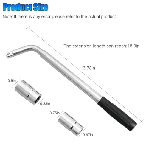 Telescoping Lug Wrench, with 17/19mm & 21/23mm Sockets - size: Telescoping