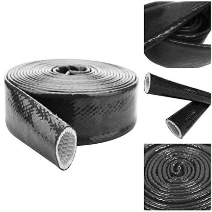 Fuel Line Heat Shield Insulation Heat Shielded Fire Sleeve Silicone Coated Fiberglass Heat Protection for Automotive Hose Lines & Electrical Wiring-（Black 3/4" ID x5FT） - color: Black, size: 3/4" ID x 5FT