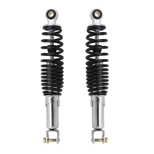 Minho Motorcycle Dual Rear Shock Absorbers with Adjustable Spring Preload in Heavy Iron Material Compatible with Chinese GY6 Scooter Mopeds Taotao Tank Jonway Roketa,305MM Length,10MM Mounting Hole - size: 305mm