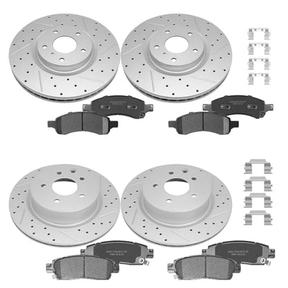 Front Rear Brake Disc Rotors & Ceramic Brake Pads Kit Fit for Chevy Traverse 2009-2017, GMC Acadia 2007-2017, Buick Enclave 2008-2017, Saturn Outlook 2007 2008 2009 2010