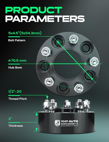 YHTAUTO 5x4.5 Hub Centric Wheel Spacers 2 Inch for Ford, Lincoln - size: 2 Inch Thickness, style: 4 PCS