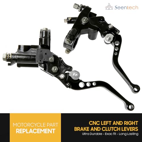 Seentech Universal 7/8” 22mm Motorcycle Brake Master Cylinder & Clutch Lever CNC Left and Right Set for 50cc–300cc Bikes, Fits Honda Yamaha Kawasaki Suzuki Dirt Bike ATV