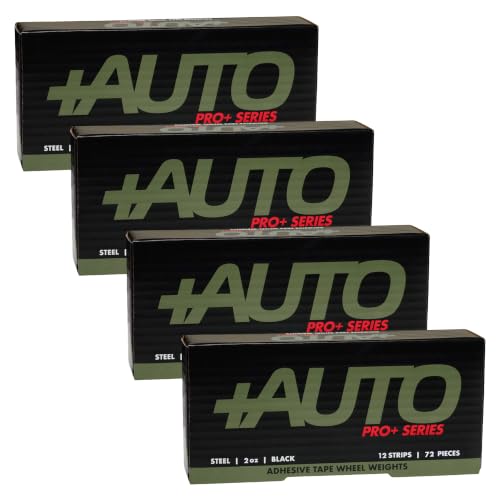 +Auto 2 oz Steel, Adhesive Stick on Wheel Weights, EZPeel Tape. Cars, Trucks, SUVs, Motorcycle, Low Profile, Rim Contoured, U.S.A. Professional Grade, 72pcs/Box (Black - 4 Boxes) - color: Black - 4 Boxes