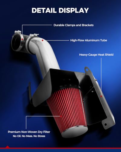KAX 3.5" Cold Air Intake Kit for 1999-2006 Chevrolet Silverado 1500 - color: Red, size: 2002-2006 Chevrolet Avalanche 1500 GAS