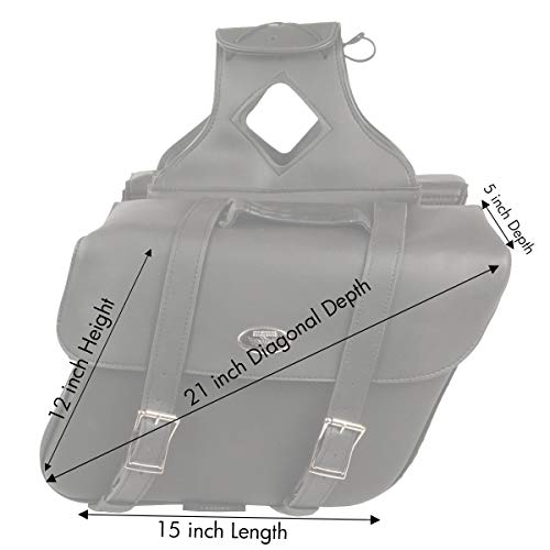 Milwaukee Leather PVC 2-Strap Throw-Over Easy Zip off and off Motorcycle Saddlebags - LG - color: SH580ZB-BLACK, size: Large